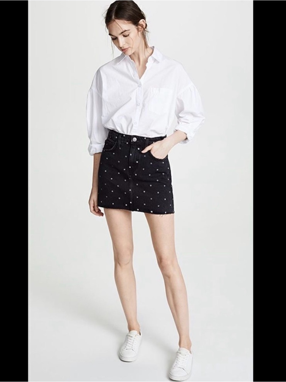 Current Elliott Black Polka Dot Denim Mini Skirt - Women